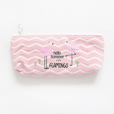 

Kawaii Cute Pink Flamingo Canvas Pencil Case Storage Organizer Pen Bags Pouch Pencil Bag School Supply Stationery