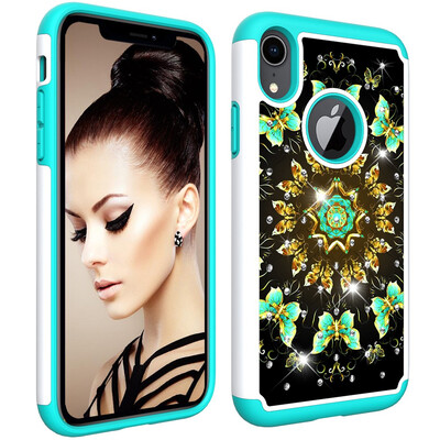 

Apple Diamond Hard PC Iphone XR Cases Non Slip TPU Drop Protection Compatible with Iphone XR