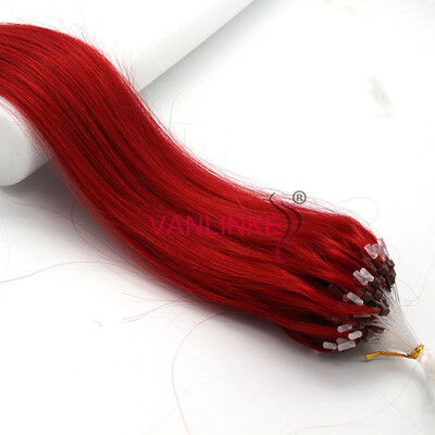 

Micro Ring Beads Easy Loop Tip Womens Human Hair Extensions Straight 100s 16-22" Red