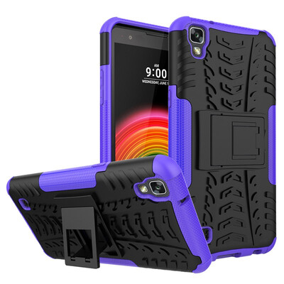 

Fivice LG X Power Case TPU anti-fall tire pattern back clip bracket phone case