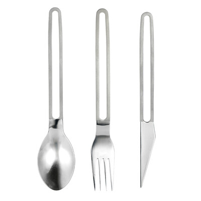 

3PCS Titanium Flatware Kit Pocket Fork Spoon Cutter Tableware Set Home Kitchen Camping Picnic Hiking Travel Cutlery Set