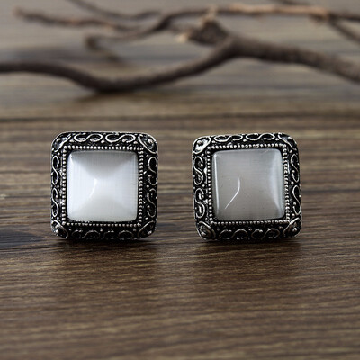 

High Quality Square Shape Opal Rhinestone Clip on Earrings Without Piercing for Women Party Luxury Jewelry Ear Clip