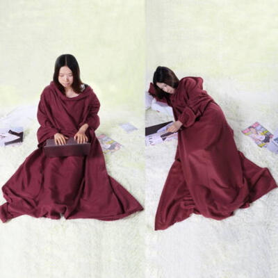 

Supper Home Winter Warm Fleece Snuggie Blanket Robe Cloak With Sleeves