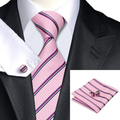 

N-0212 Vogue Men Silk Tie Set Necktie Handkerchief Cufflinks Set Ties For Men Formal Wedding Business wholesale