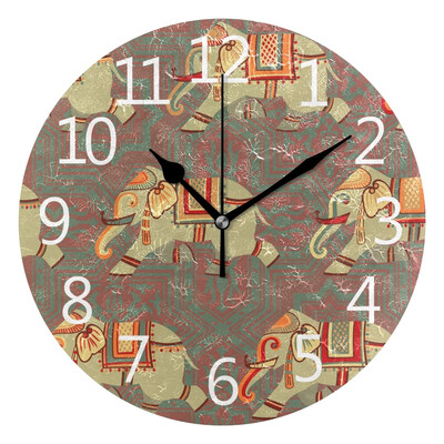

Wall Clock Elephant Pattern Round Wall Clock Arabic Numerals Design