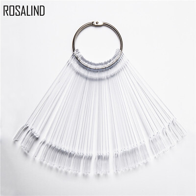 

ROSALIND 50pcs False Nail Display Fan Board Nail Art Tips Polish UV Gel Decoration Practice Round Hoop Display Stick Clear