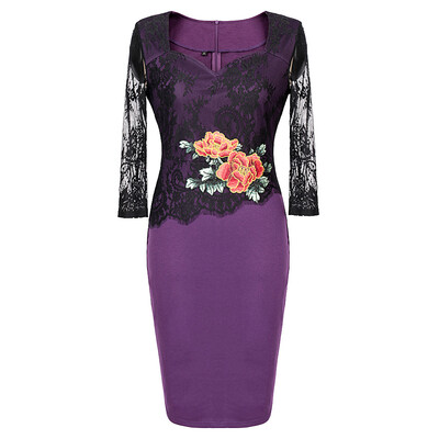 

Autumn New Stylish Embroidery Lace Casual Geometric Sexy Lace Women 2017 Women Casual Female Bodycon Party Pencil Dress