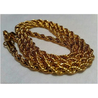 

6MM 18K Yellow Gold Plated Twisted Wrest Rope Chain Necklace Jewelry Gift 236"