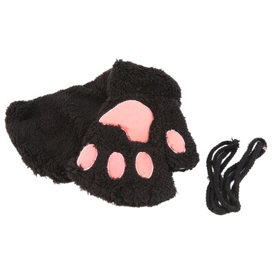 

Lovely Women Cat Claw Paw Mitten Plush Glove Costume Gift Winter Half Finger