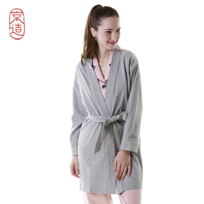 

JZAO Ms ODells elastic small terry home clothes nightgown gray  17094A