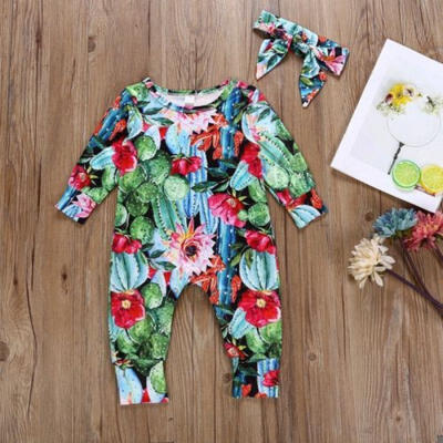 

USA Toddler Baby Girls Clothes Jumpsuit Romper Bodysuit Headband Outfits Set