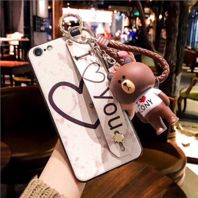

Phone Cases For iPhone7 Plus 2018 new Arrival Fashion Covers Soft TPU With Wristband Kickstand Hand rope Small Bear case