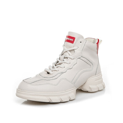 

2018 autumn new hip hop high shoes female leather Korean version of the wild Harajuku Gaobang white casual sports shoes tide
