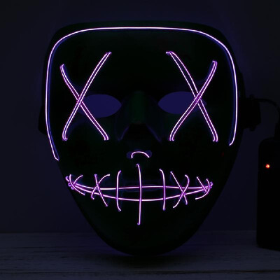 

Adults Halloween Green LED Light Up Mask Halloween Costume Supplies for Festival Masquerade Cosplay Party Performance