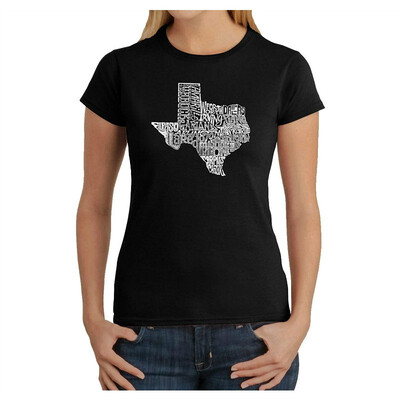 

Womens Word Art T-Shirt - The Great State of Texas- LA Pop Art