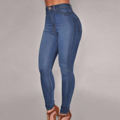 

Women Denim Skinny Pant High Waist Stretch Jeans Slim Pencil Trouser Summer