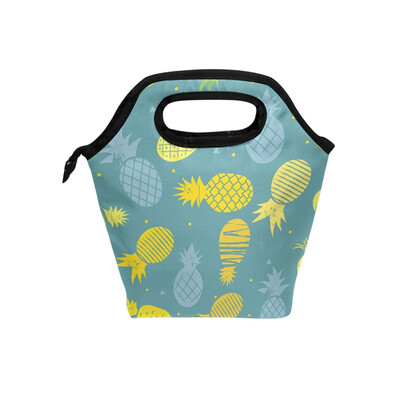 

Lunch Bag Colorful Pineapple Tote Travel Picnic Insulated Handbags Portable Zipper Lunch Bag Box
