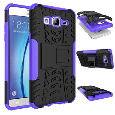 

Fivice Samsung J5 primeOn 5 Case TPU anti-fall tire pattern back clip bracket phone case