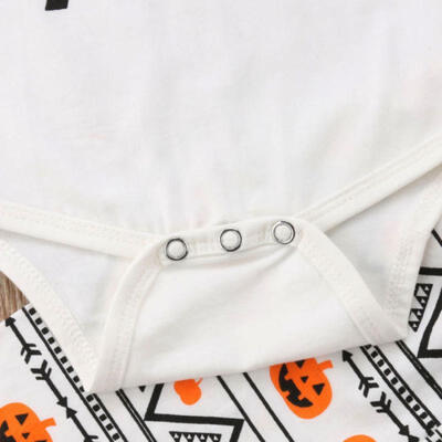 

3PCS Newborn Baby Boy Pumpkin Tops RomperPants Hat Halloween Outfit Clothes Set