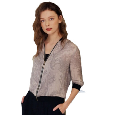 

Silk Sunscreen Jacket 2018 Autumn New Fashion Silk Embroidery Print Slim Thin Solid Color Casual Business Large Size Spring Womens Jacket Top