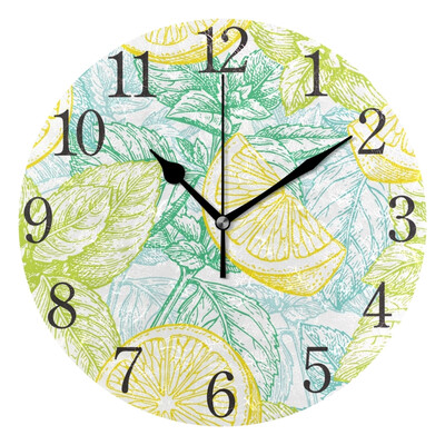 

Wall Clock Lemon And Mint Round Wall Clock Arabic Numerals Design