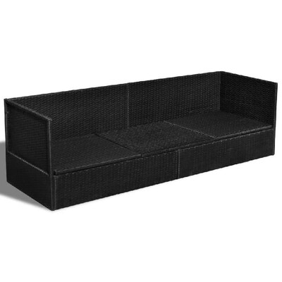 

Outdoor Sunlounger with Cushion & Pillow Black Poly Rattan