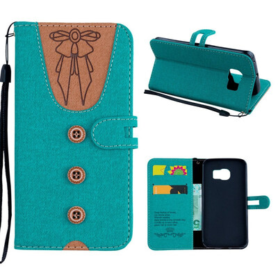 

MOONCASE Samsung Galaxy S6 Edge stitching embossed womens leather case - green