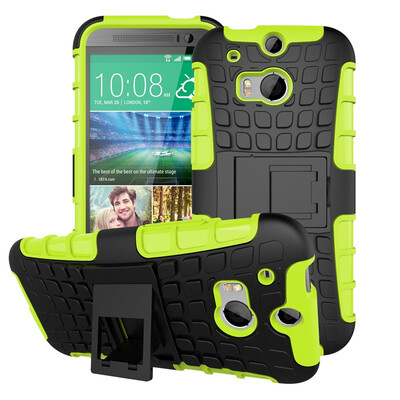 

Fivice HTC One 2 M8 Case TPU anti-fall tire pattern back clip bracket phone case