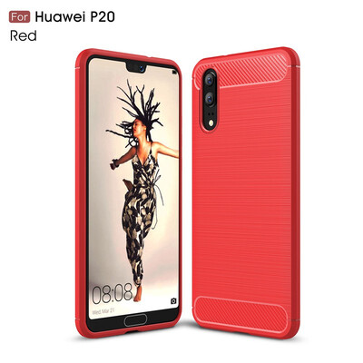 

Fivice Huawei P20 case Luxury brushed carbon fiber TPU soft shell