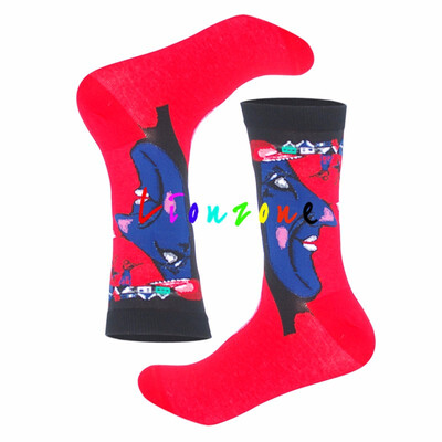 

LIONZONE 2018 New Happy Socks Lnvierno Mujer Retro Personalidad Arte Mural Pintura Famosa Masculina Aceite Socks Funny Gift
