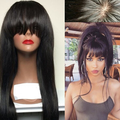 

Aopus Hair Virgin Hair Human Full Lace Wig Brazilian Remy Human Straight Hair Lace Wigs with Baby Hair For African Americans