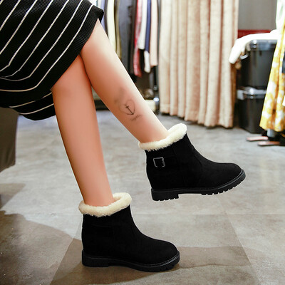 

2018 snow boots female cotton boots cotton short tube plus velvet comfortable Martin boots solid color warm student female cotton