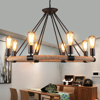 

Northern American Art Ancient Wrought Iron Industrial Hemp Rope Chandelier