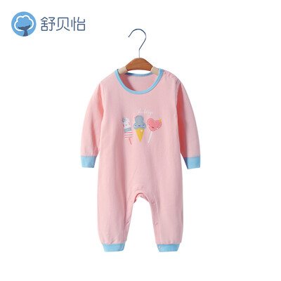 

Shu Beiyi baby onesies cotton newborn clothes spring&autumn thin baby long sleeves romper romper D38086 ice cream - pink 73cm