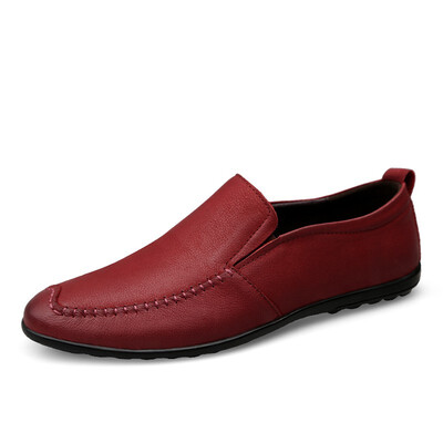 

Mens Shoes Breathable Light Shoes Fashion Casual Shoes For Men Genuine Leather Loafers Shoes Black Brown Red Size 38-44