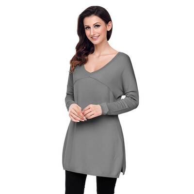 

PREISEI Autumn Winter Casual Simple Solid V-Neck Long Sleeve Knitted Pullover Sweater Women Undershirt PR27753