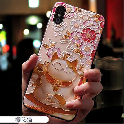 

Phone cases For iphone 7 8 Plus covers Silicone Soft TPU 3D Emboss Patterned Fitted cases