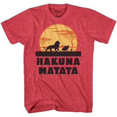 

Disney Lion King Hakuna Matata Pumbaa Timon Africa Simba Mufasa Disneyland World Tee Adult Graphic T-Shirt Apparel