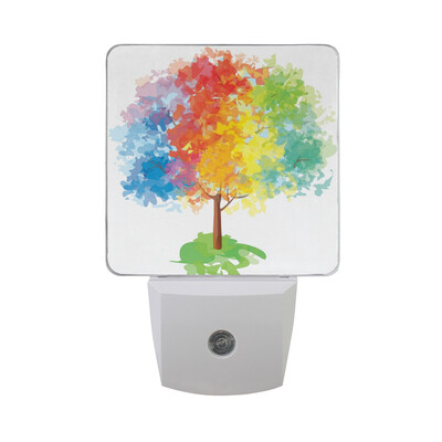 

ALAZA LED Night Light With Smart Dusk To Dawn SensorAbstract Colorful Tree Plug In Night Light
