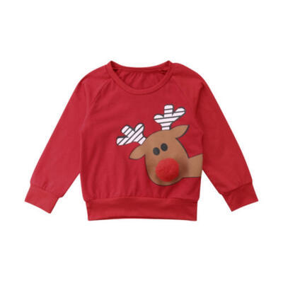 

Fashion Christmas Kids Baby Girl Boys Deer Cotton Top T-shirt Sweatshirt Clothes