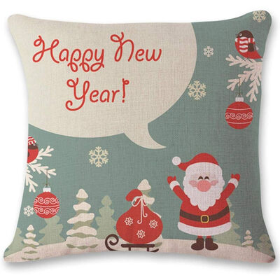 

UpperX Vintage Printing Christmas Sofa Bed Home Cafe Decor Pillowcase Square Cushion Cover Cotton Linen Invisible Zipper45x45cmL
