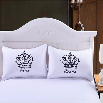 

2 Royal Crown Pillow Cases Queen King Designer Pillow Covers Decorative Couple Pillow Shams for Gift Wedding