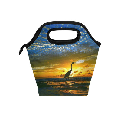 

Lunch Tote Bag Beautiful Sky Travel Picnic Insulated Lunch Handbags Portable Zipper Lunch Bag Box