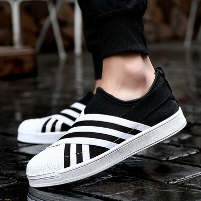 

White canvas shoes mens flat bottom one foot mens white shoes lazy shoes mens shoes casual shoes