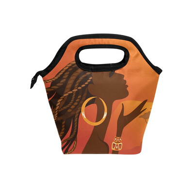 

Lunch Bag Tote Bag African American Woman Travel Picnic Organizer Lunch Holder Handbags Lunch Bag Box for Office