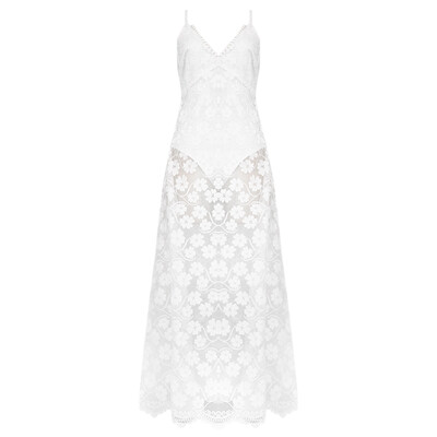 

Sexy Hollow Out Lace Dress Women Sleeveless Long Dresses