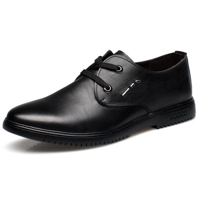 

Ishmaiah British round soft leather business casual shoes four seasons comfortable lace fashion trend shoes 3218-black -42
