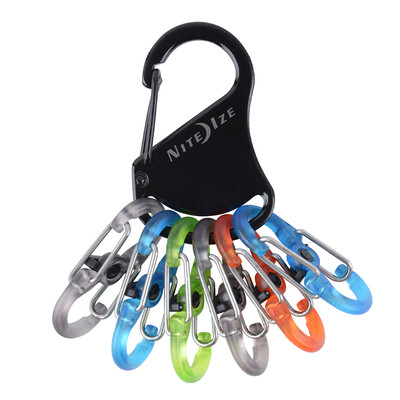 

NAII NiteIze Kelvin Key Holder Черная титановая нержавеющая сталь с прозрачным цветным пластиковым замком 8 Кнопка KLKP-01-R3