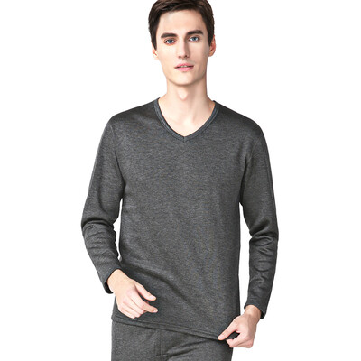 

Yalu thermal underwear men thickening plus velvet autumn clothes long pants suit de velvet thick thermal underwear lovers suit male V-neck dark gray XXL