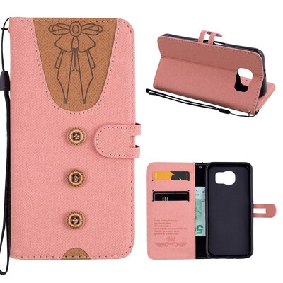 

MOONCASE Samsung Galaxy S6 stitching embossed womens leather case - powder